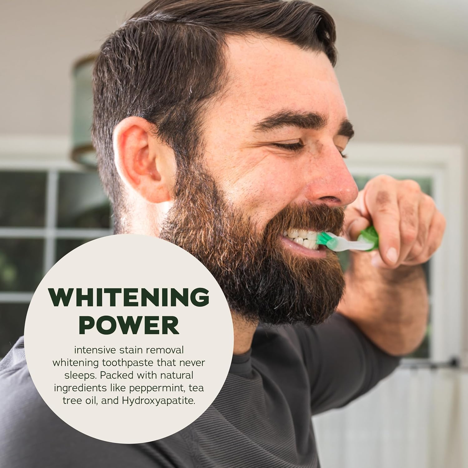 Dr. Squatch toothpaste tube in hand illustrating true 4.7 oz scale and convenience