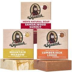 Dr. Squatch three-pack front packaging showing scent variety and gift-ready look