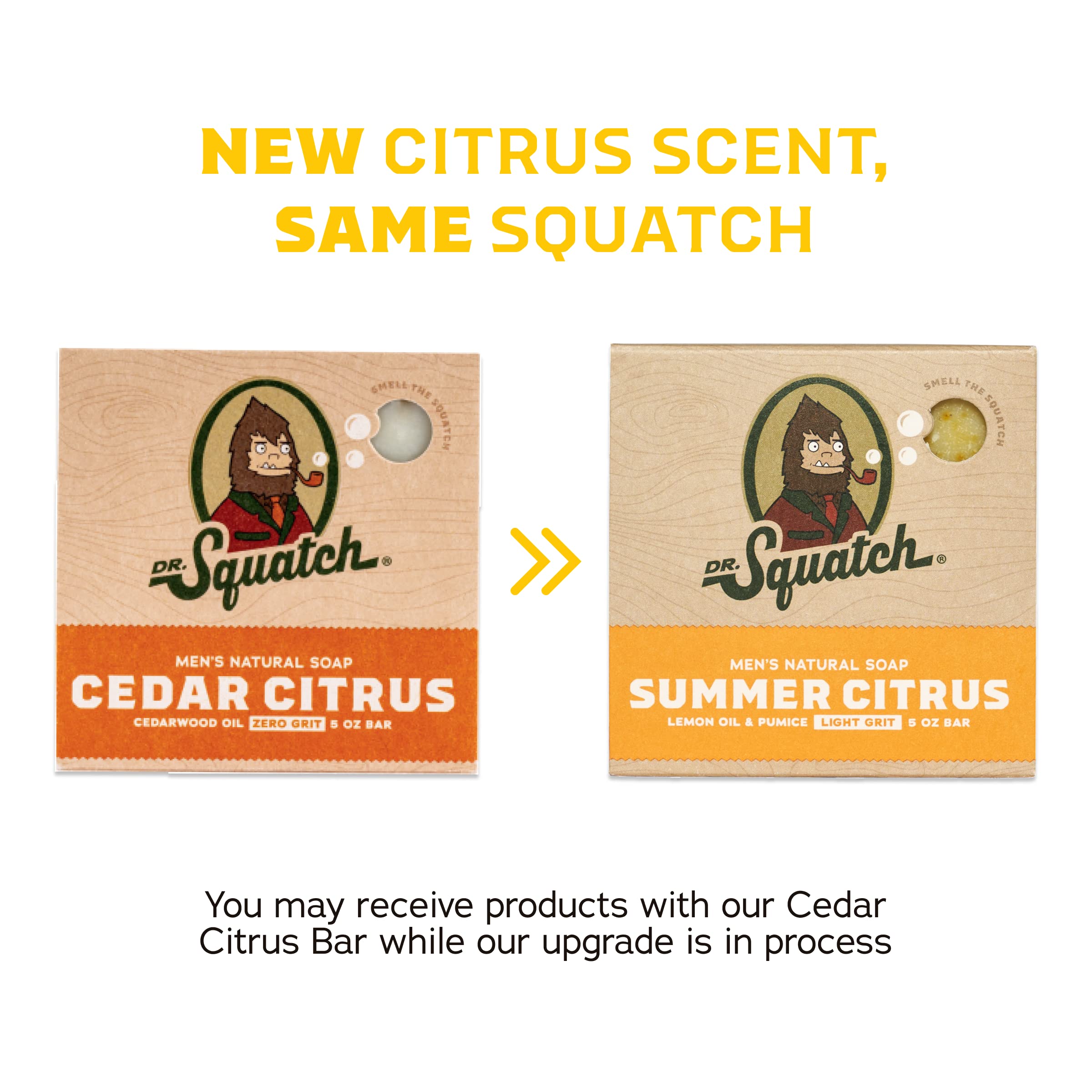 Dr. Squatch travel bar on bathroom shelf showing compact, TSA-friendly benefit