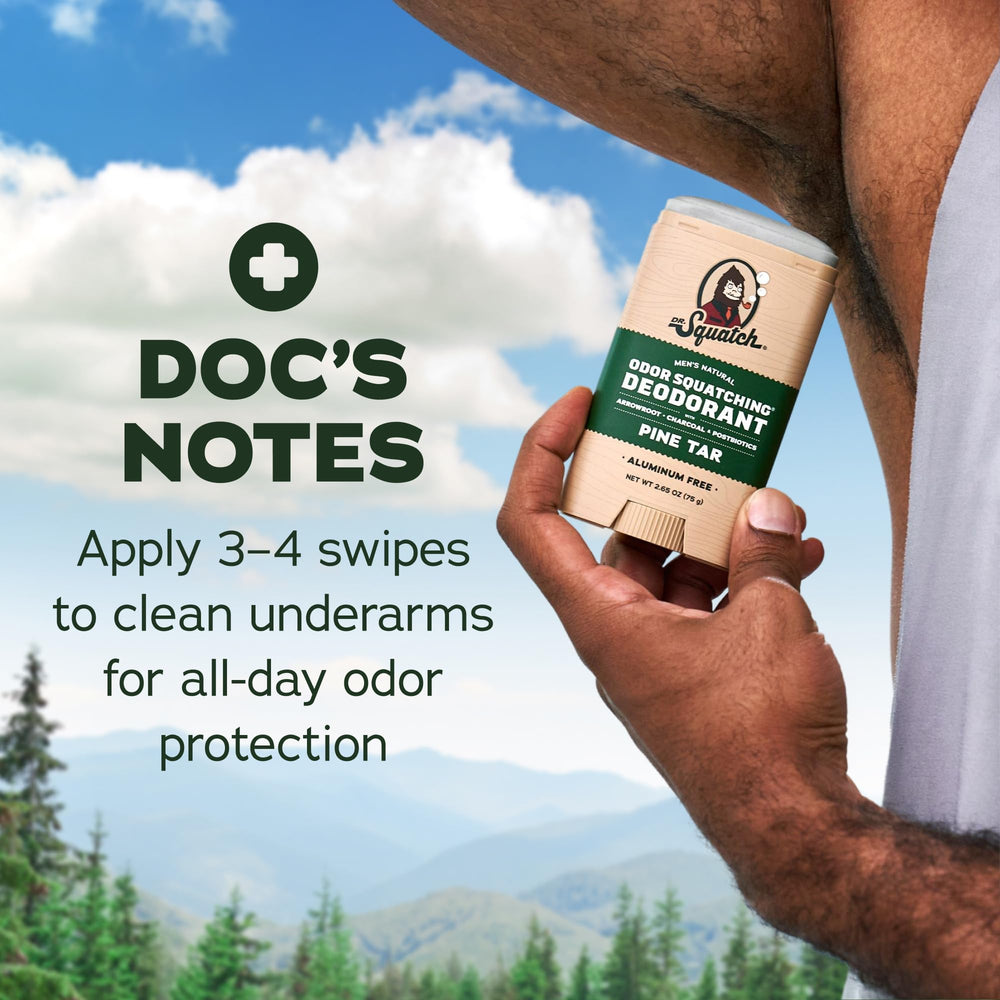 Dr. Squatch stick in a travel kit highlighting TSA-friendly size and convenience