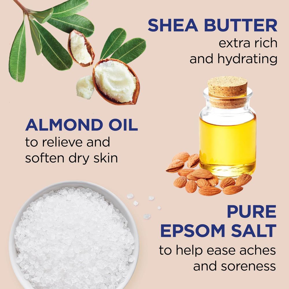 Dr Teal's close-up label highlighting key ingredients for skin nourishment