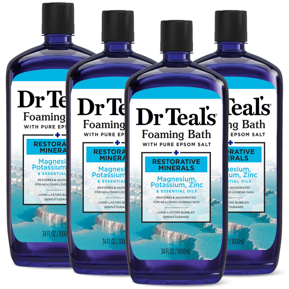 Dr Teal's front packaging showing bottle and branding for calming baths