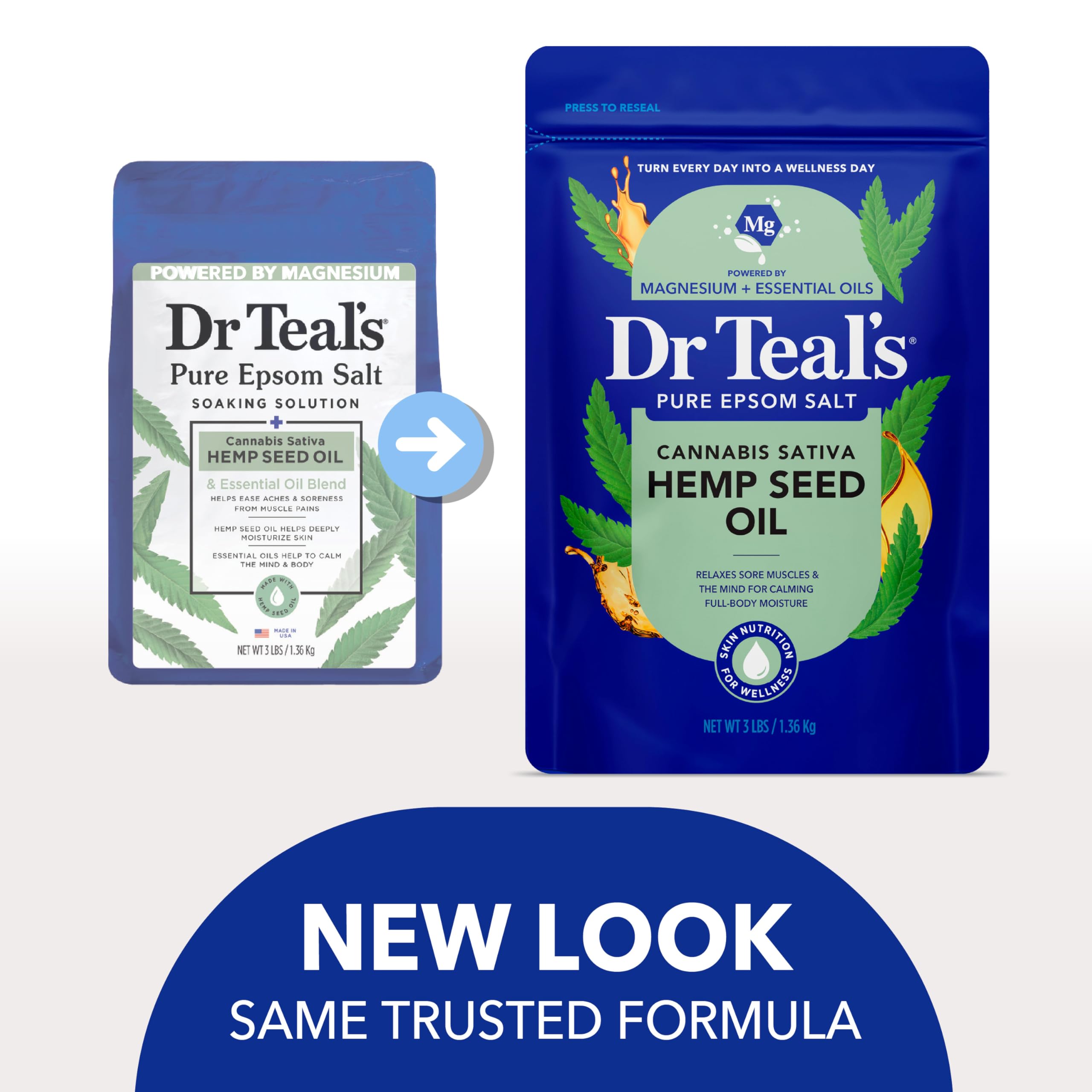 Dr Teal's being poured into bathtub demonstrating effortless at-home soak