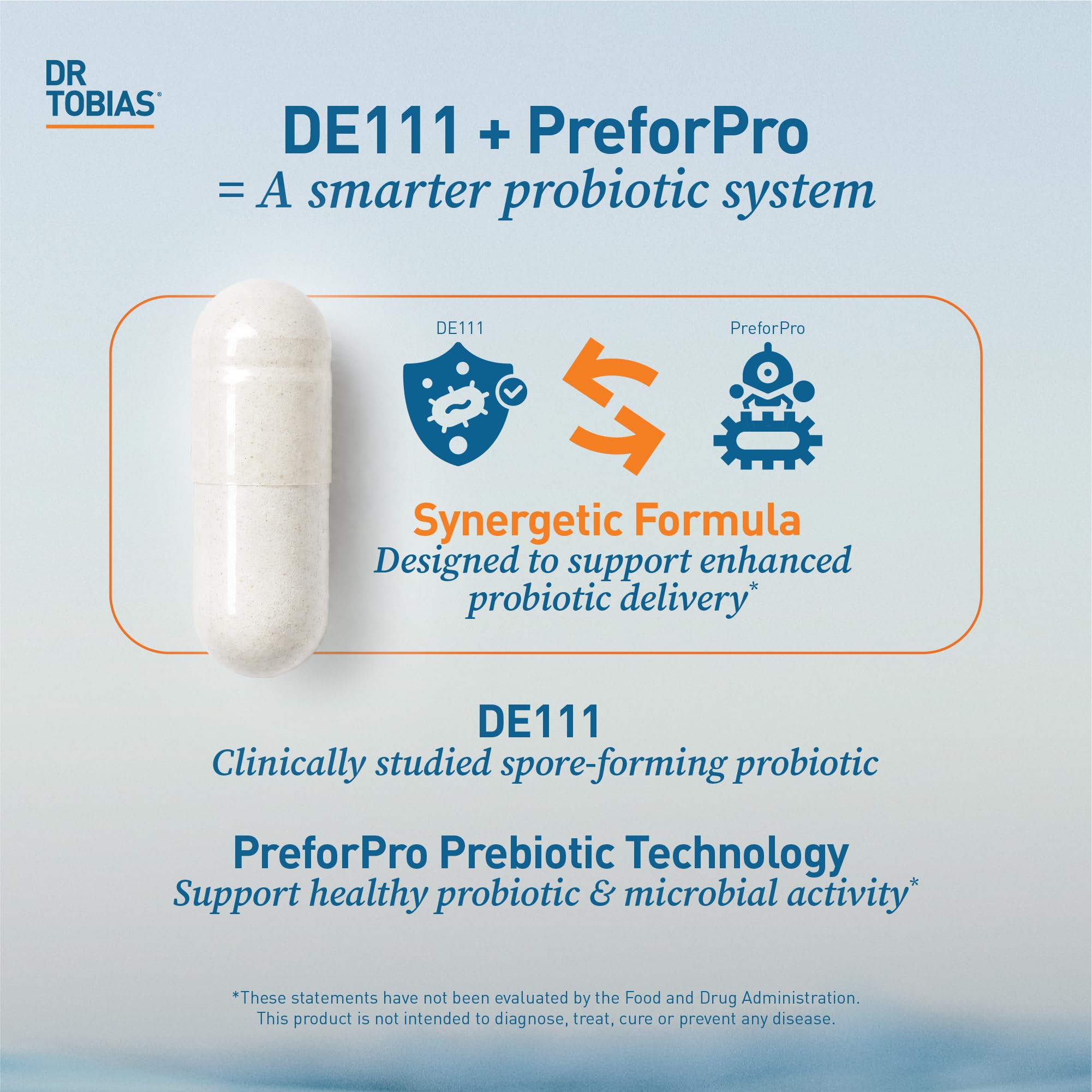 Dr. Tobias bottle open with capsules visible for convenient daily use
