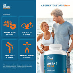 Dr. Tobias label detail highlighting EPA 800 mg and DHA 600 mg per serving
