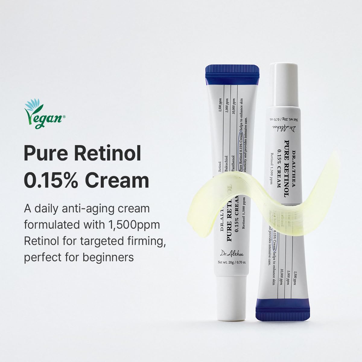 Dr.Althea cream texture swipe demonstrating lightweight, fast-absorbing hydration