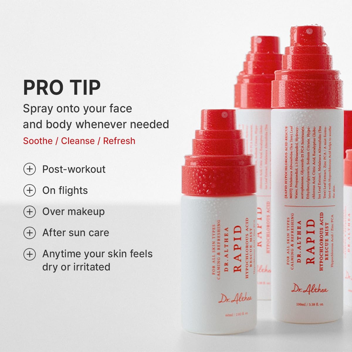 Dr.Althea bottle in hand showing travel-friendly 3.38 fl oz size convenience