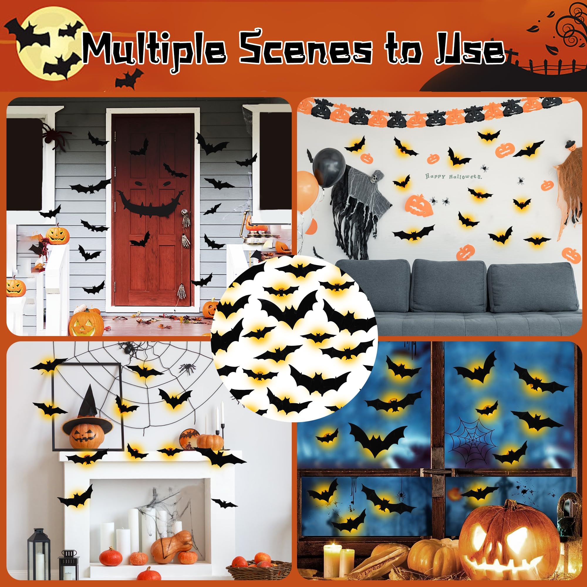 DR.DUDU bats decorating a porch giving a vivid, reusable Halloween scene