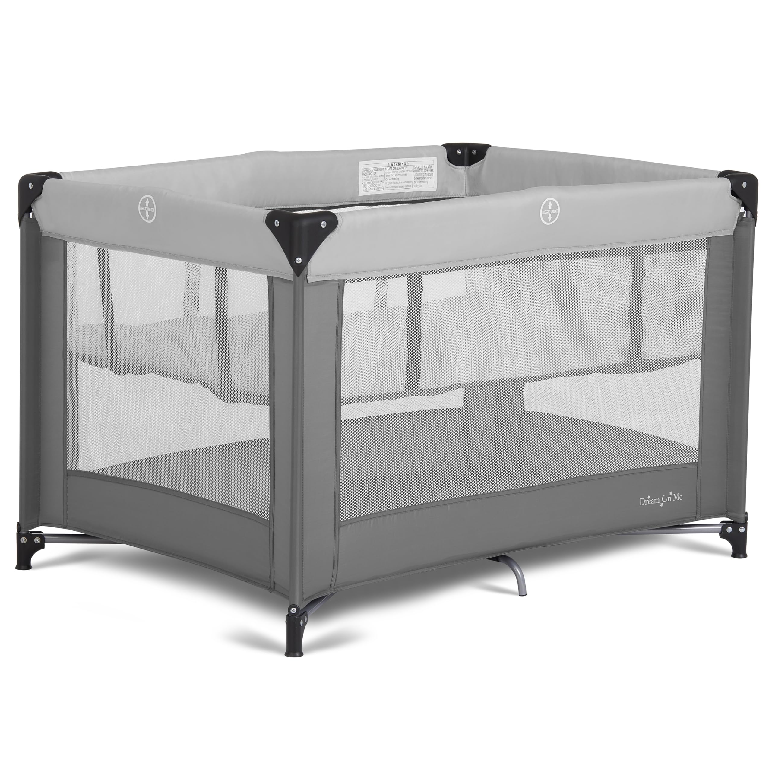 Dream On Me Zazzy front view showing full playard and easy access