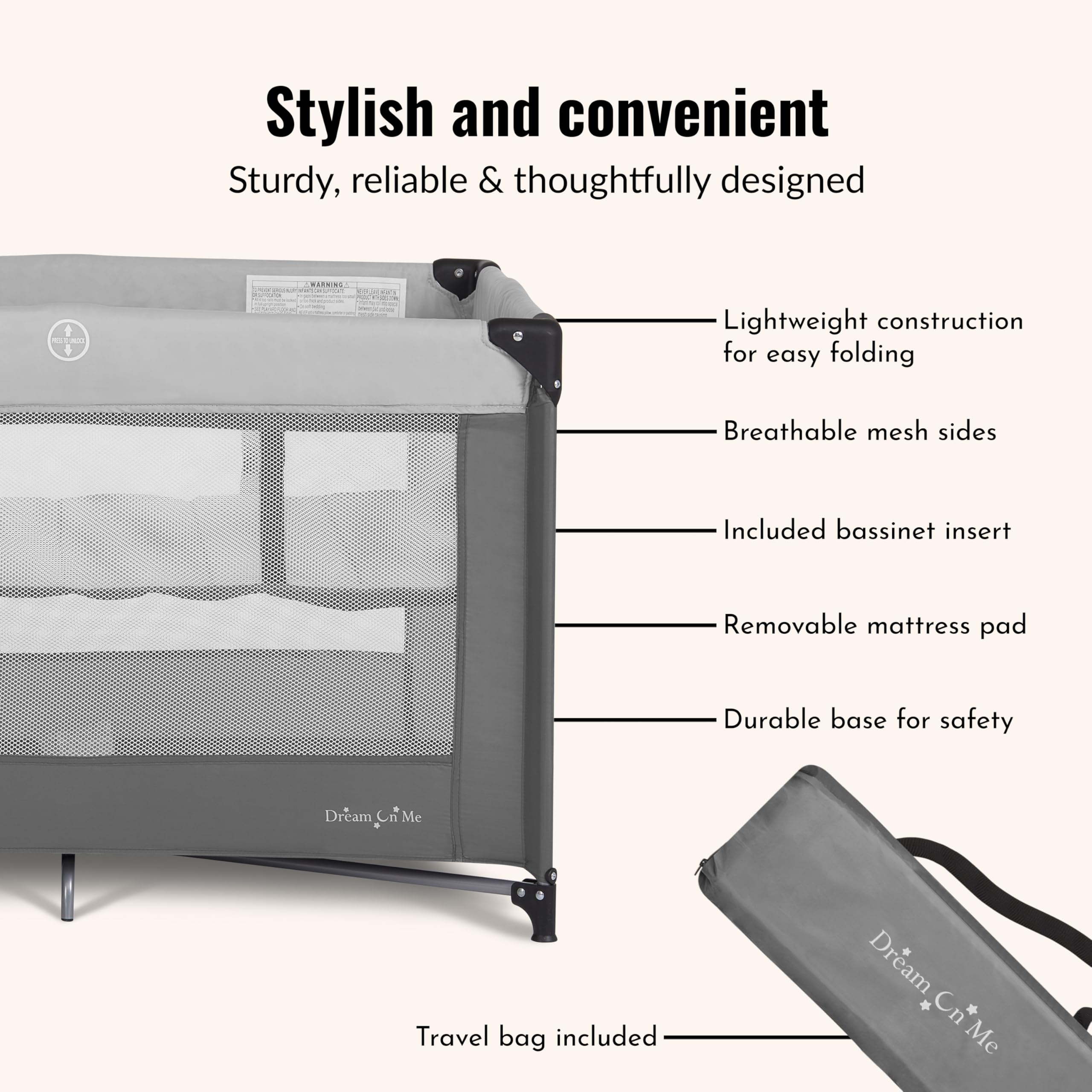 Dream On Me Zazzy removable mattress pad for simple cleaning and comfort