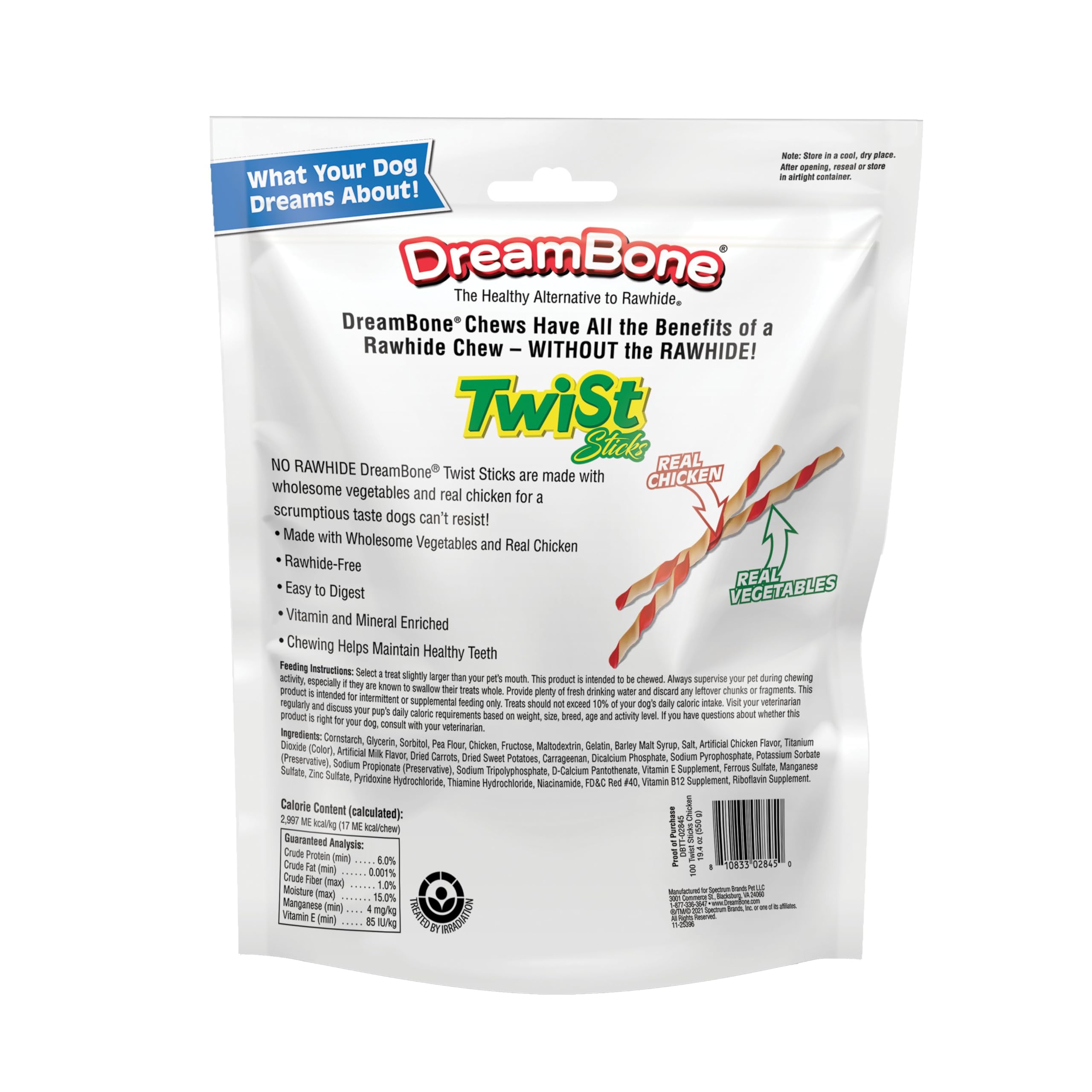 DreamBone close-up of twist stick texture highlighting durable chew and savory look