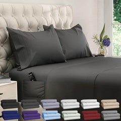 DREAMCARE front packaging of Twin XL gray sheets showing set contents