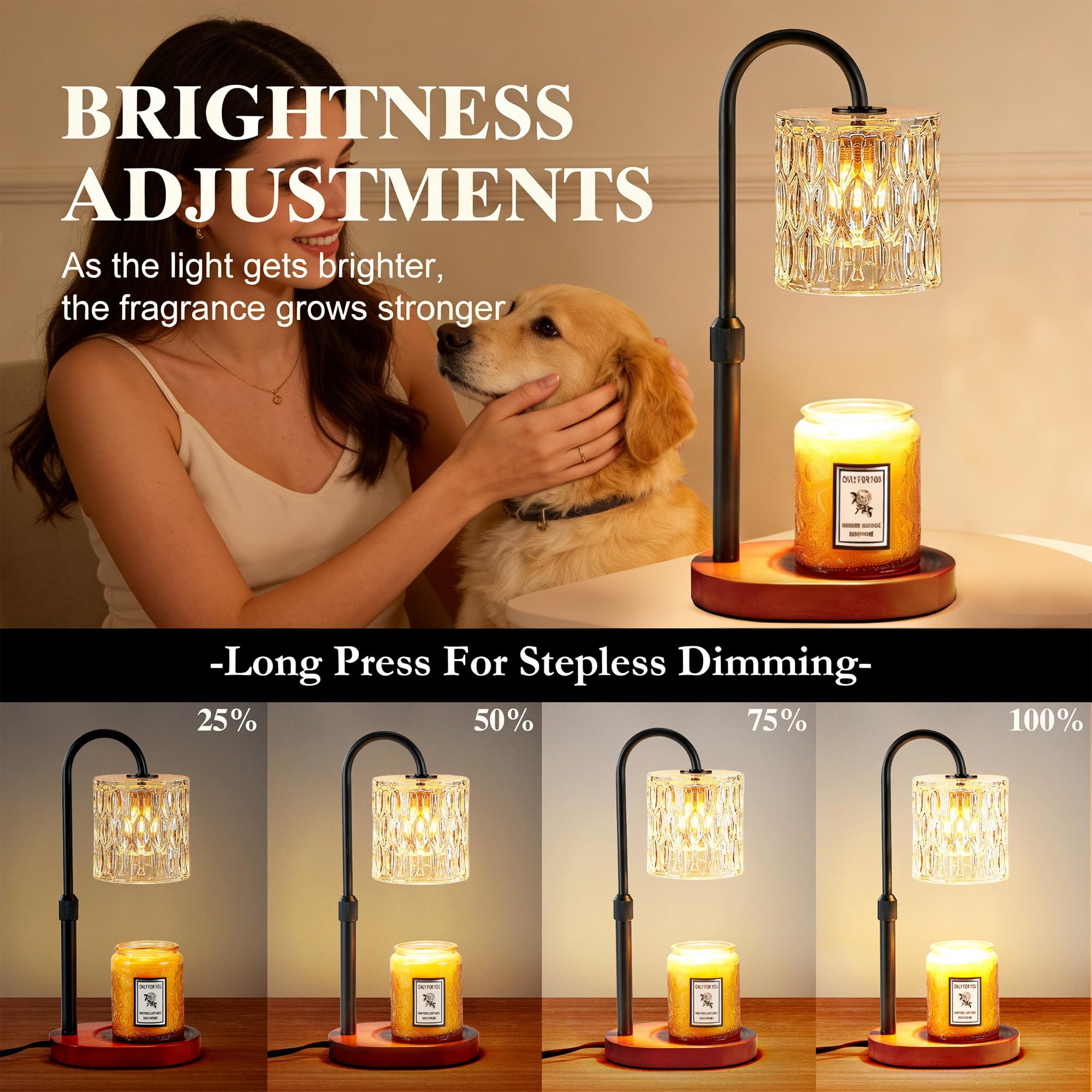 Dreamholder adjustable height demo showing compatibility with different jar sizes