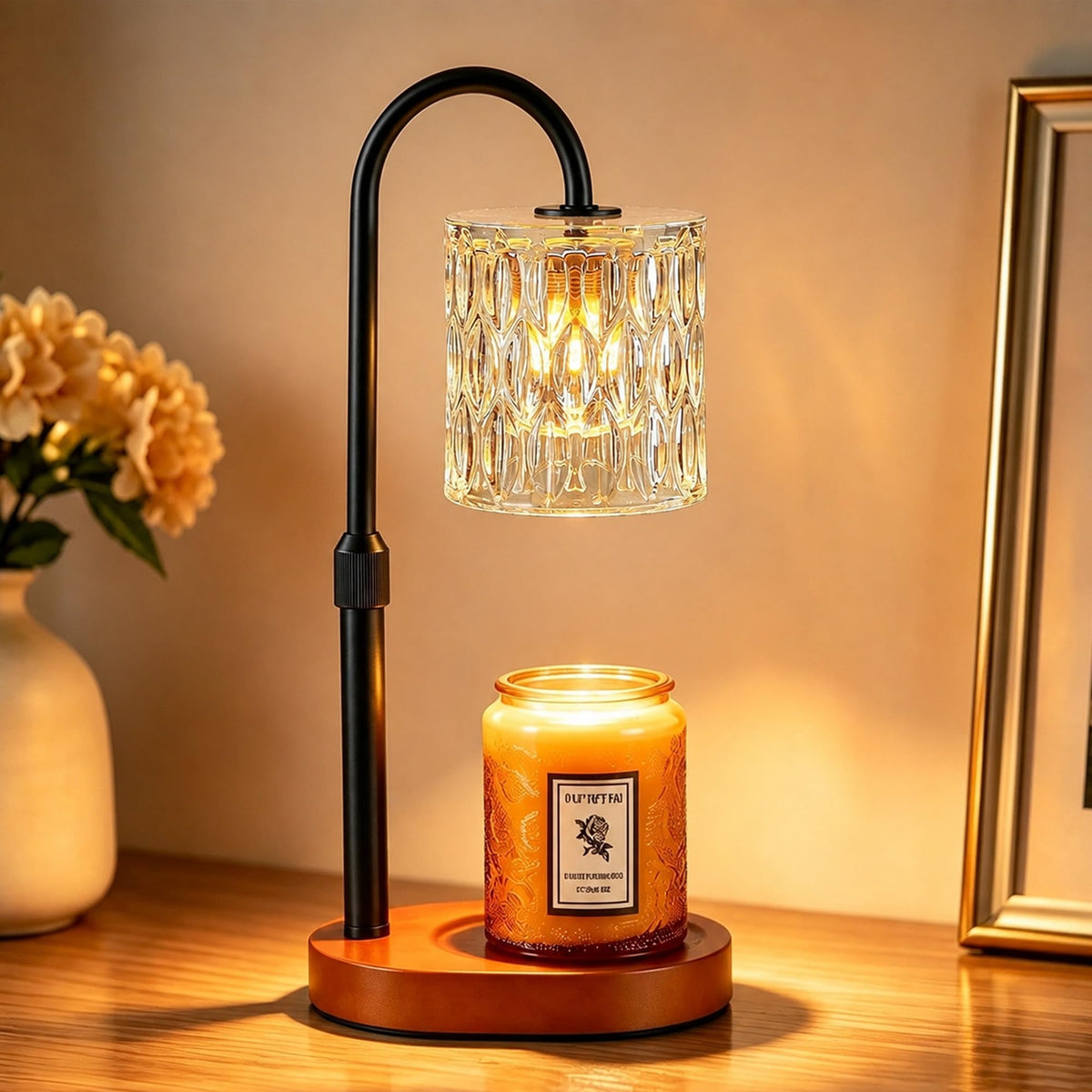Dreamholder front view with walnut base showing elegant warm glow advantage