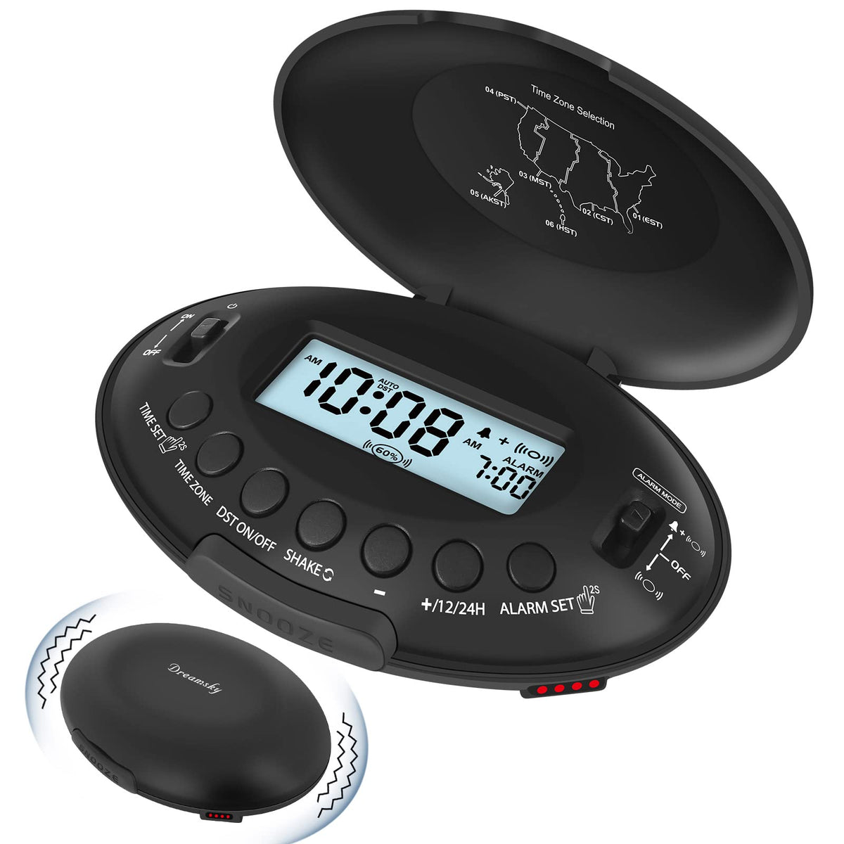 DreamSky front display showing time and intuitive controls for easy use