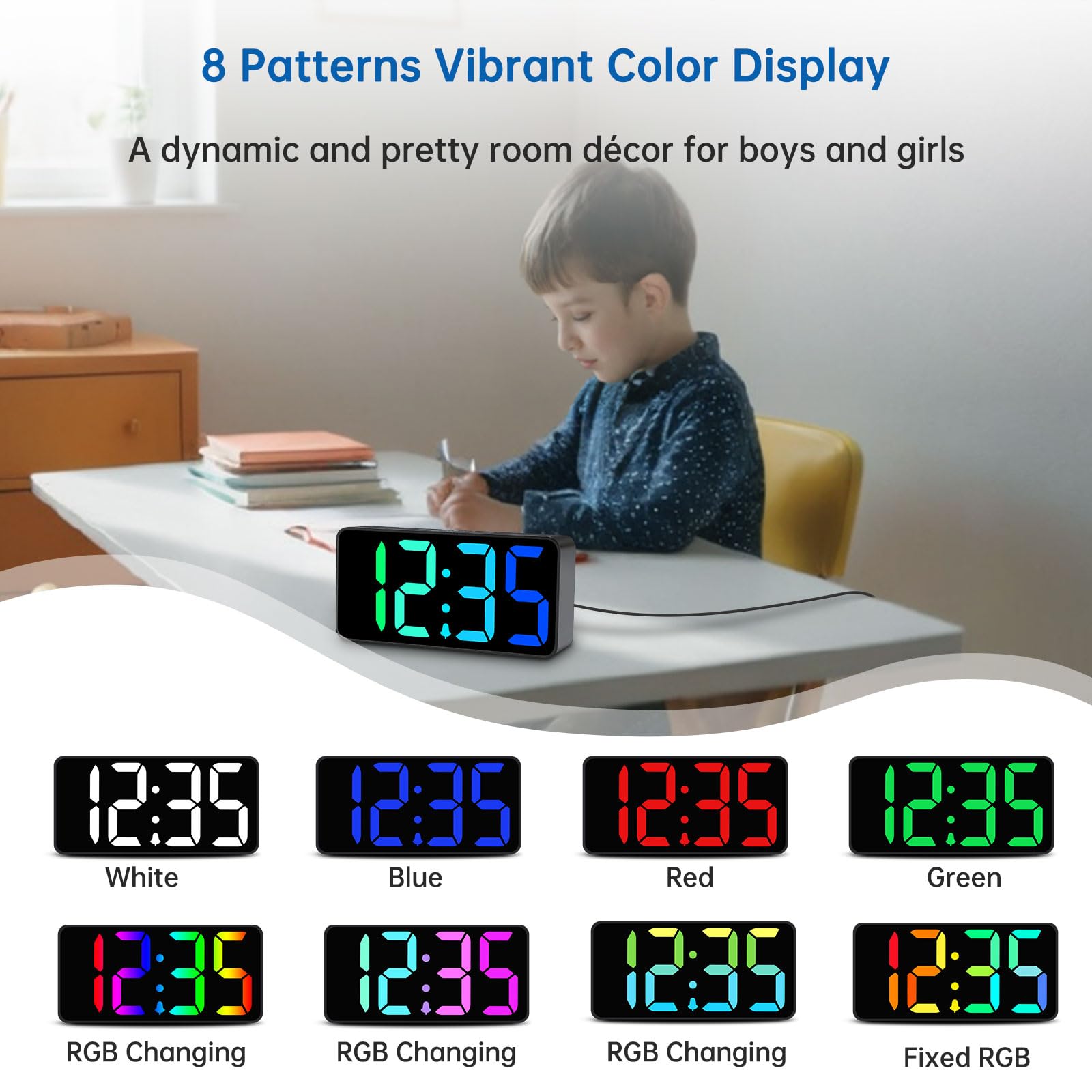 DreamSky LED close-up revealing bright digits and adjustable brightness benefit