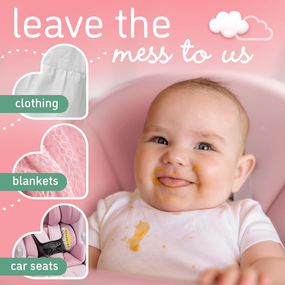 Dreft bottles beside baby blanket and bottle to show size and convenience