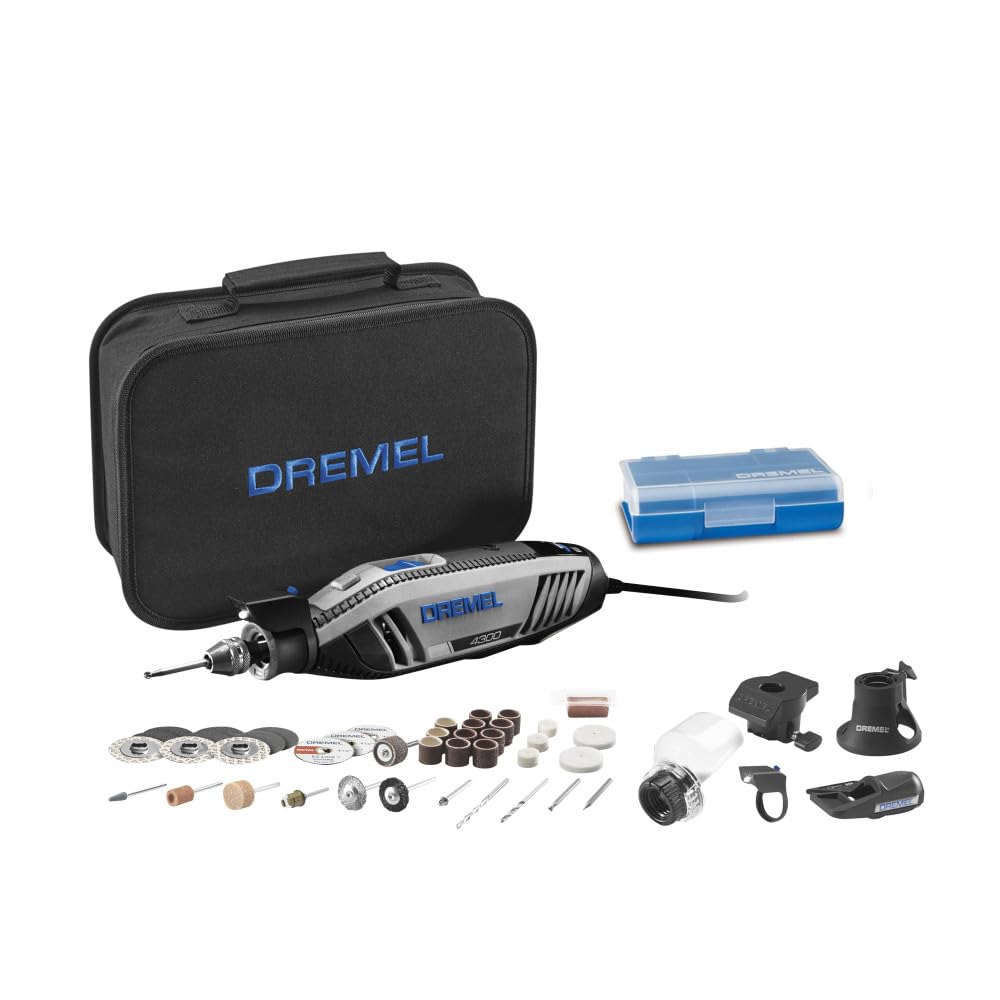 Dremel 4300 front view showing tool and included accessories for versatile projects