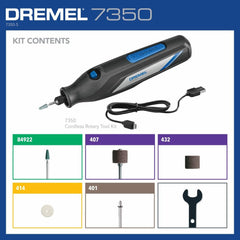 Dremel 7350 accessories laid out with sanding bands and grinding stones for starter projects