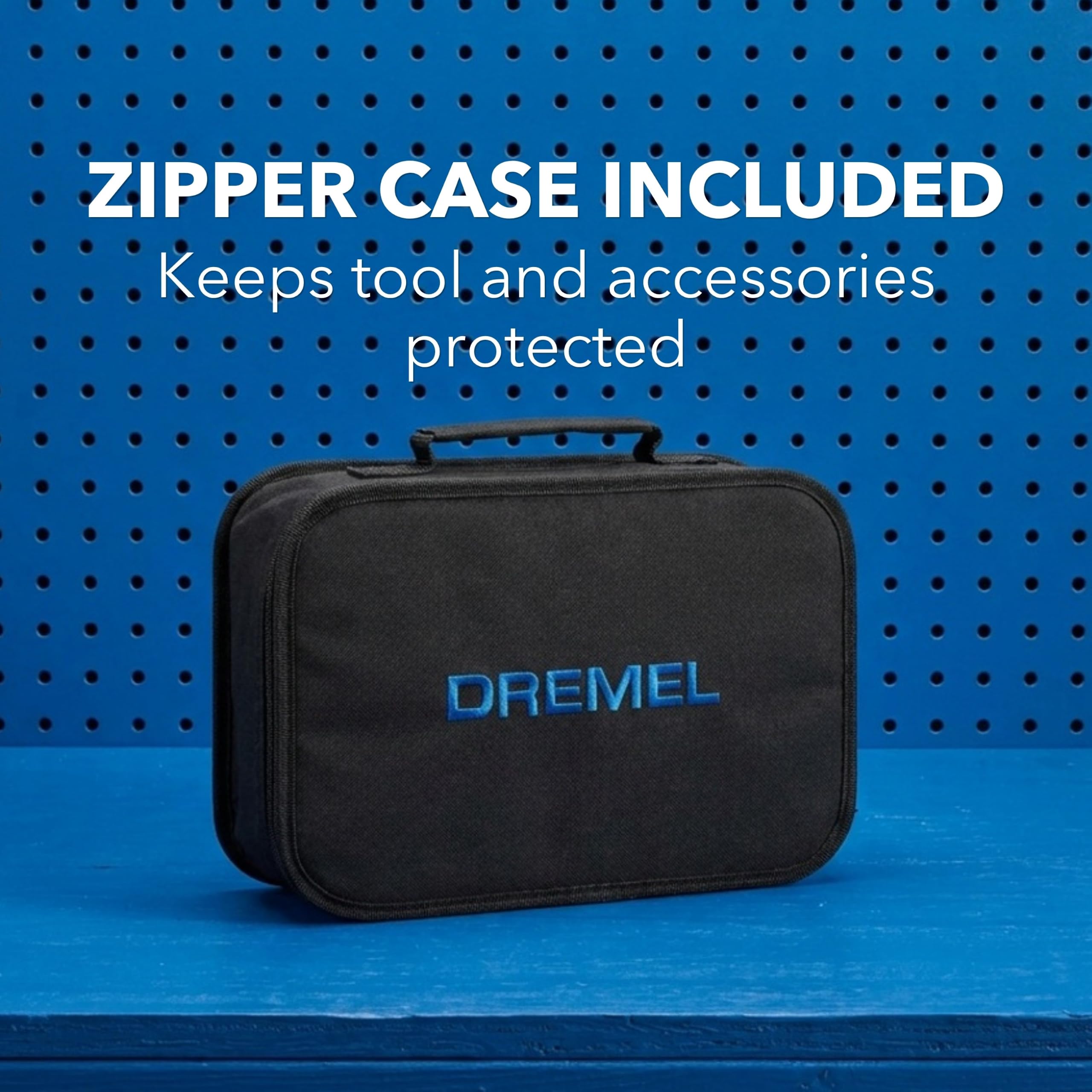 Dremel accessories laid out in organizer showcasing the kit's 40 versatile bits