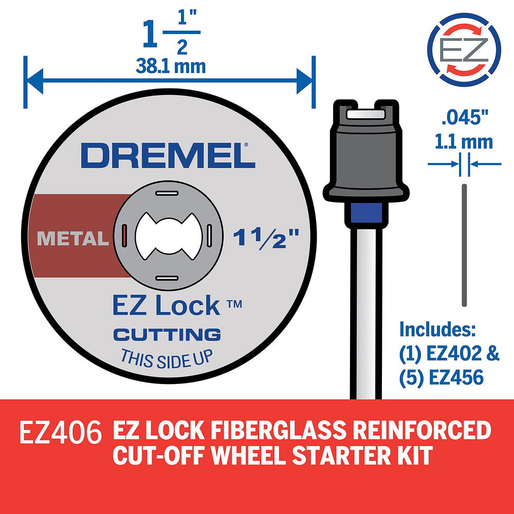 Dremel EZ402 mandrel close-up showing one-piece design for fast swaps