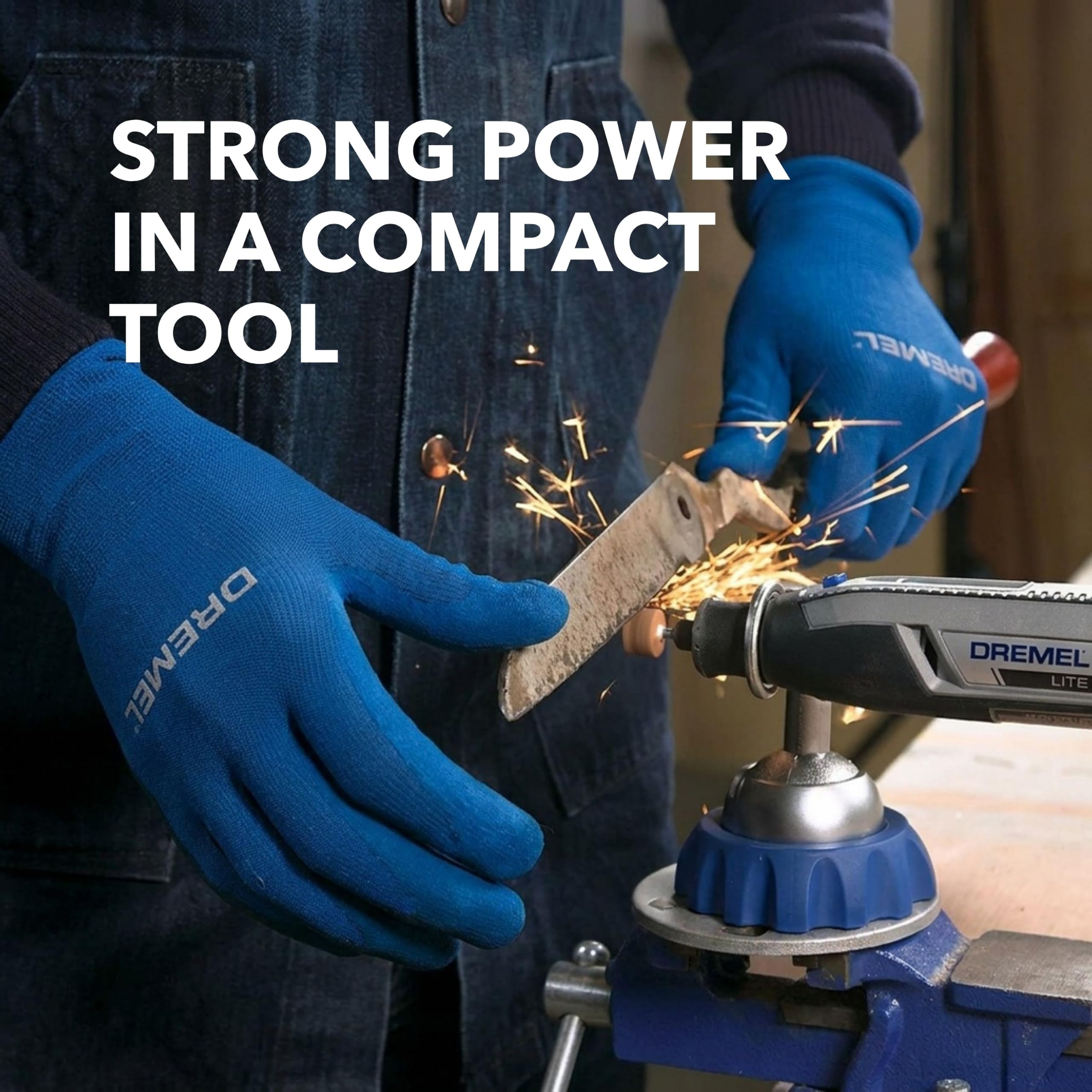 Dremel Lite sanding wood close-up showing precise finish capability