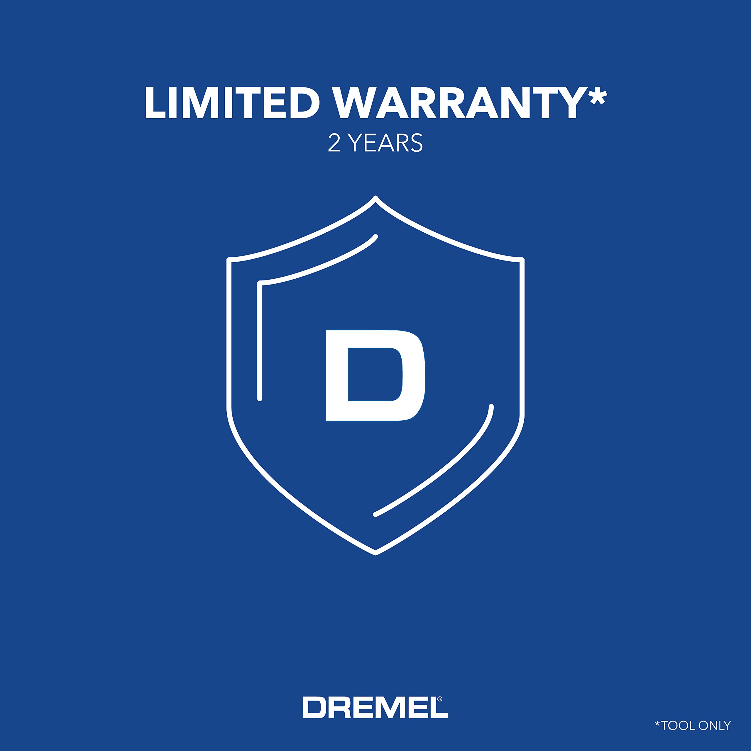 Dremel packaging with warranty card showing two-year support and service