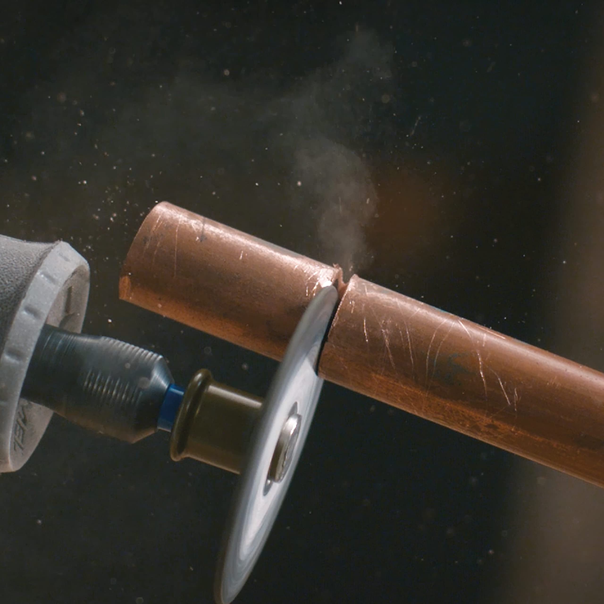 Dremel wheel trimming wood edge showing controlled, low-damage cuts