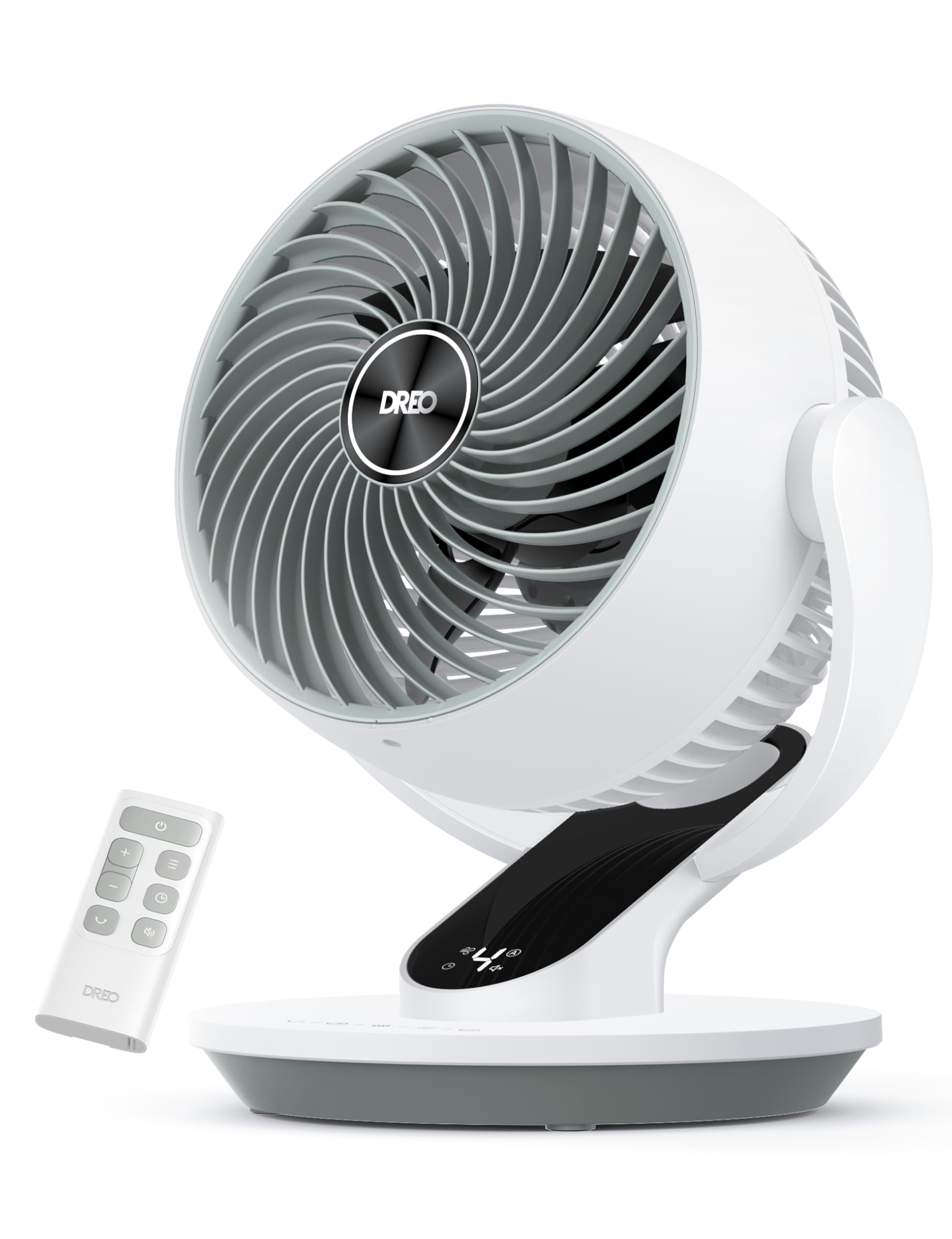 DREO front view table fan showing compact design and powerful airflow benefit