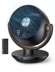 DREO front view of compact table fan showing sleek design and strong airflow