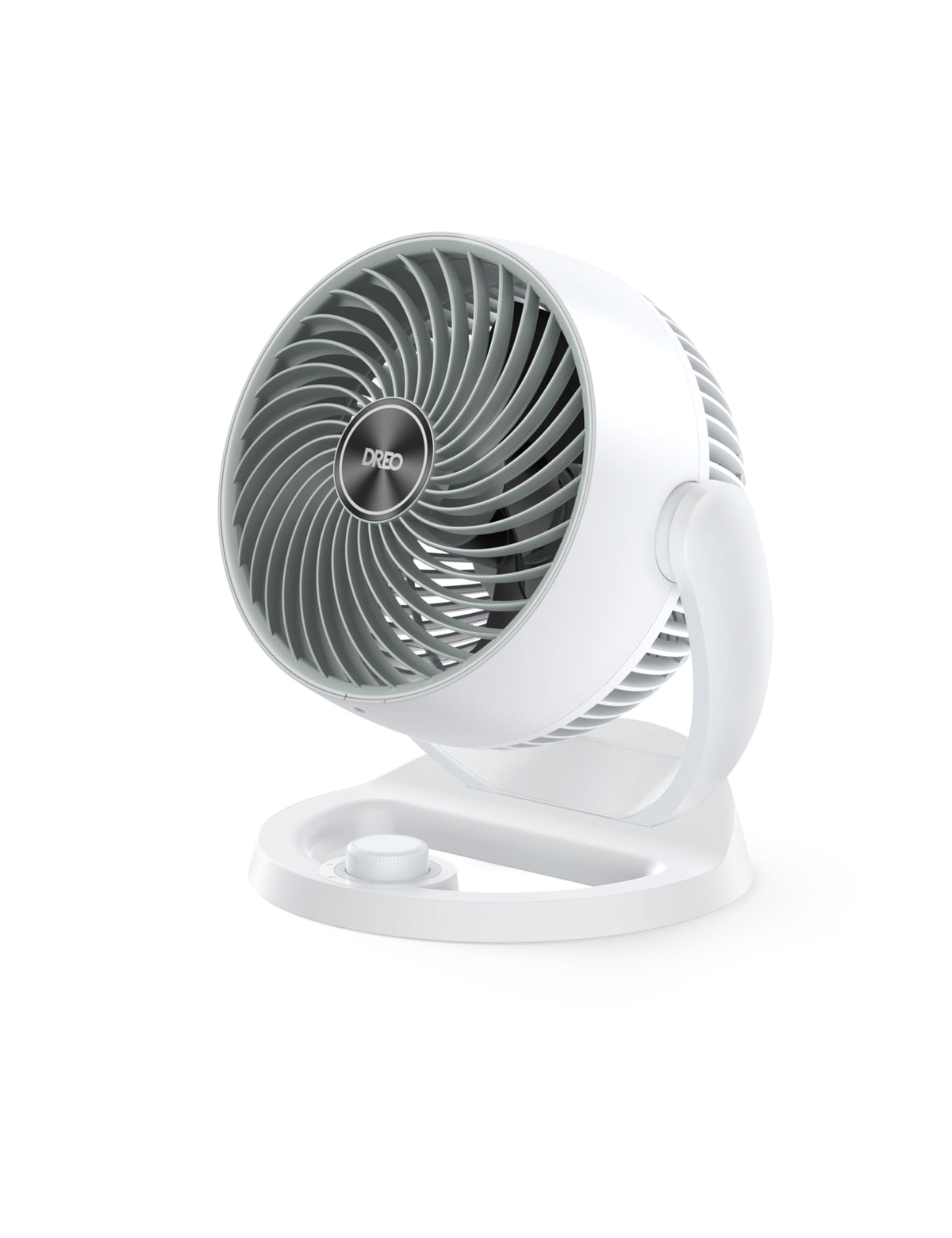 DREO front view showing compact fan and strong airflow benefit