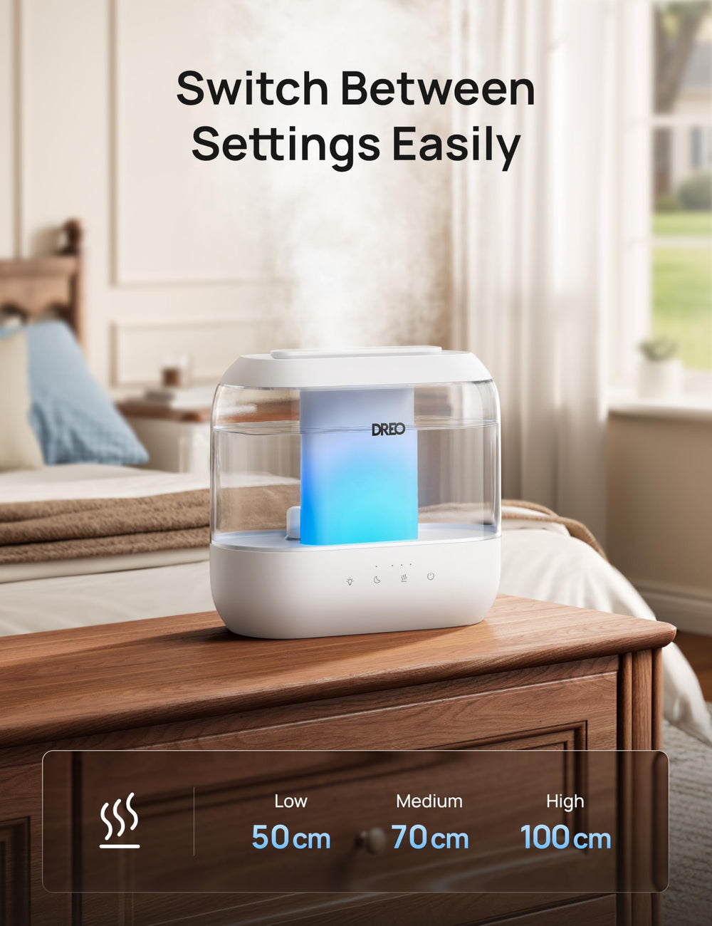 DREO removable parts and brush to demonstrate easy cleaning and upkeep