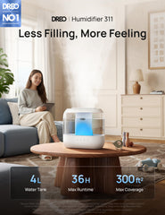 DREO top fill detail highlighting no‑spill refill and convenient maintenance