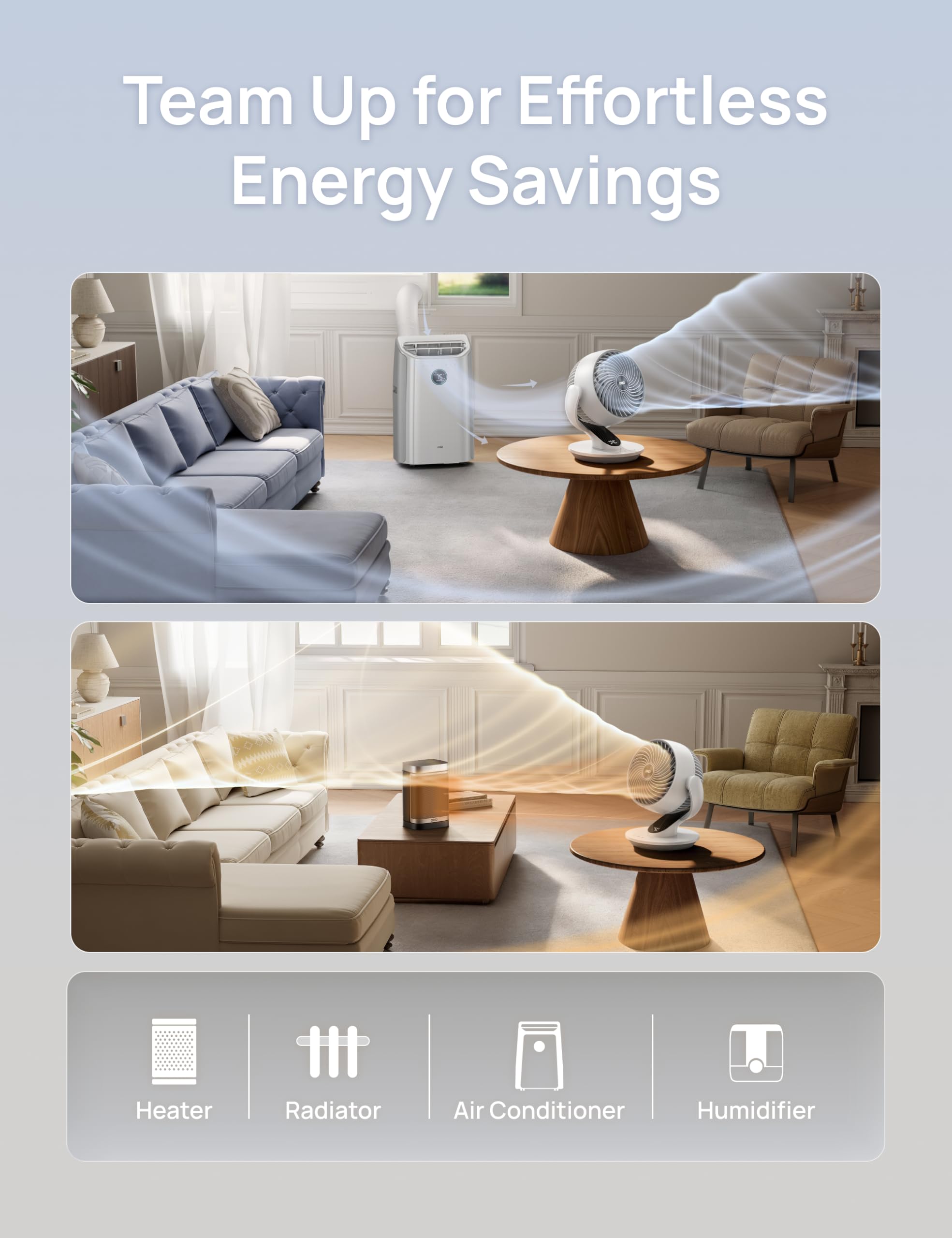 DREO night mode with display off to highlight whisper-quiet, sleep-friendly operation
