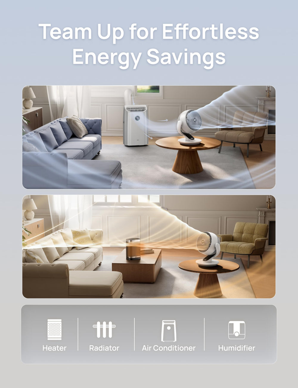 DREO night mode with display off to highlight whisper-quiet, sleep-friendly operation