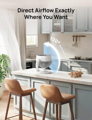 DREO on desk showing quiet operation and workspace comfort benefit