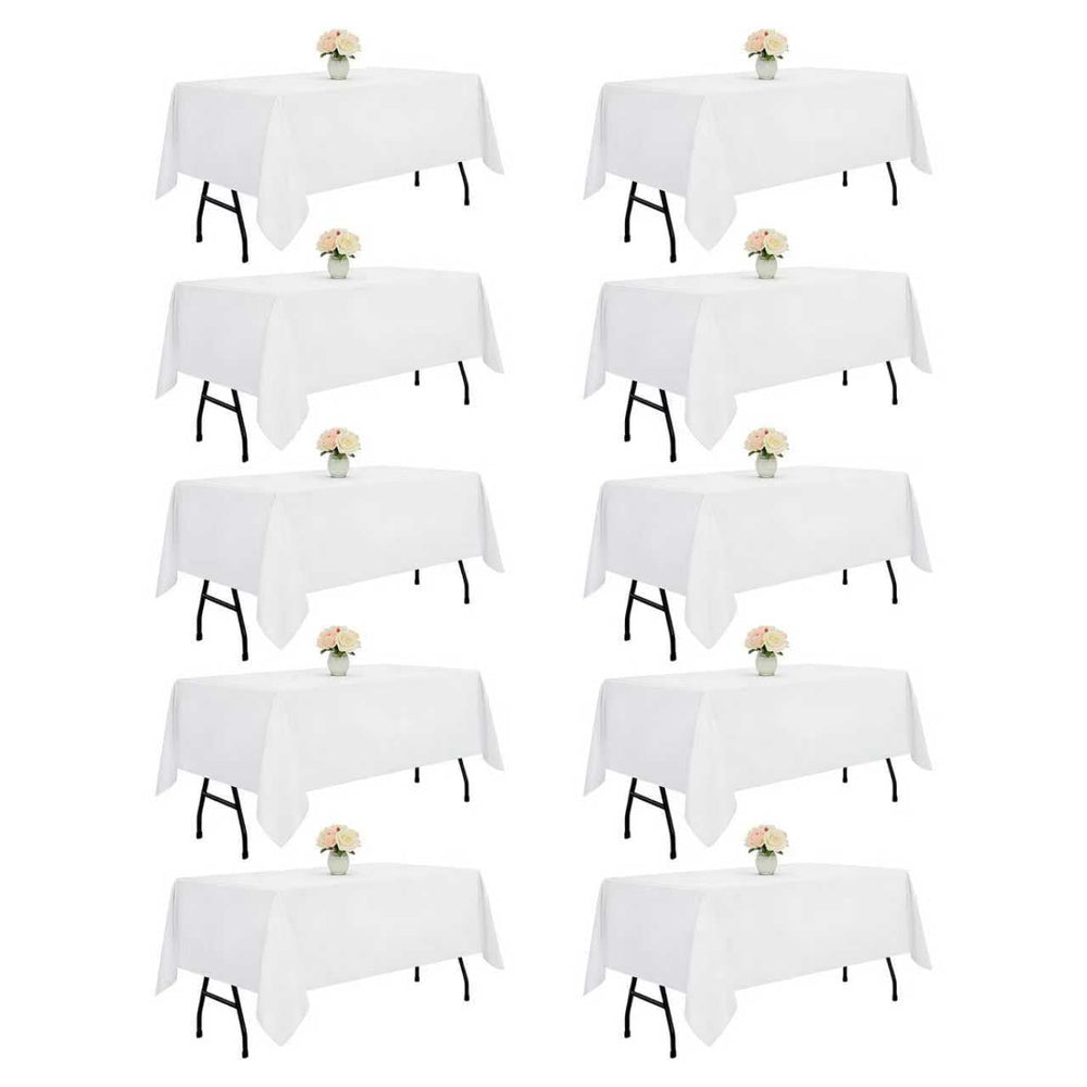 DRESSMAKER front view of ten white tablecloths, ready for events