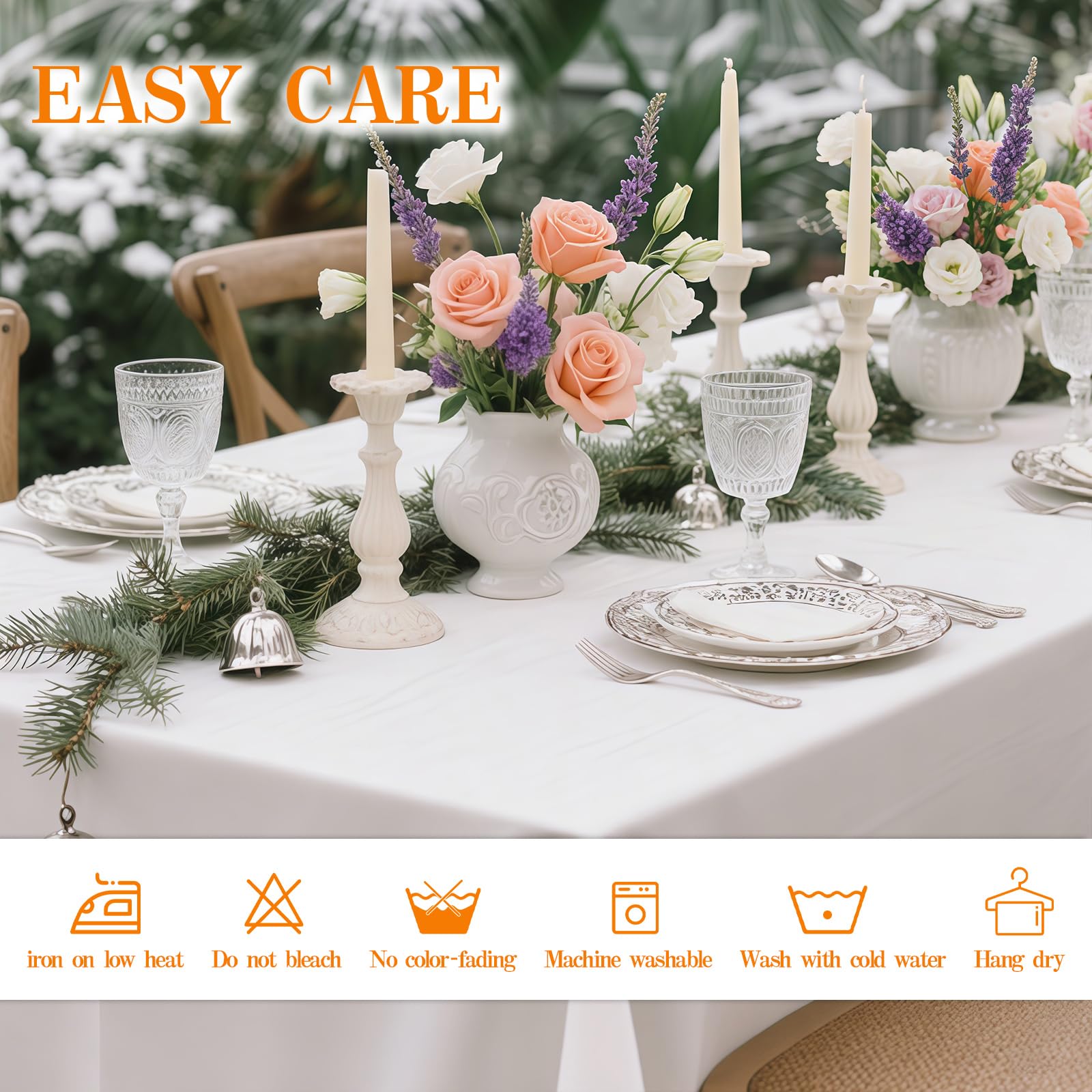 DRESSMAKER tablecloth draped on 6ft banquet table showing clean finish