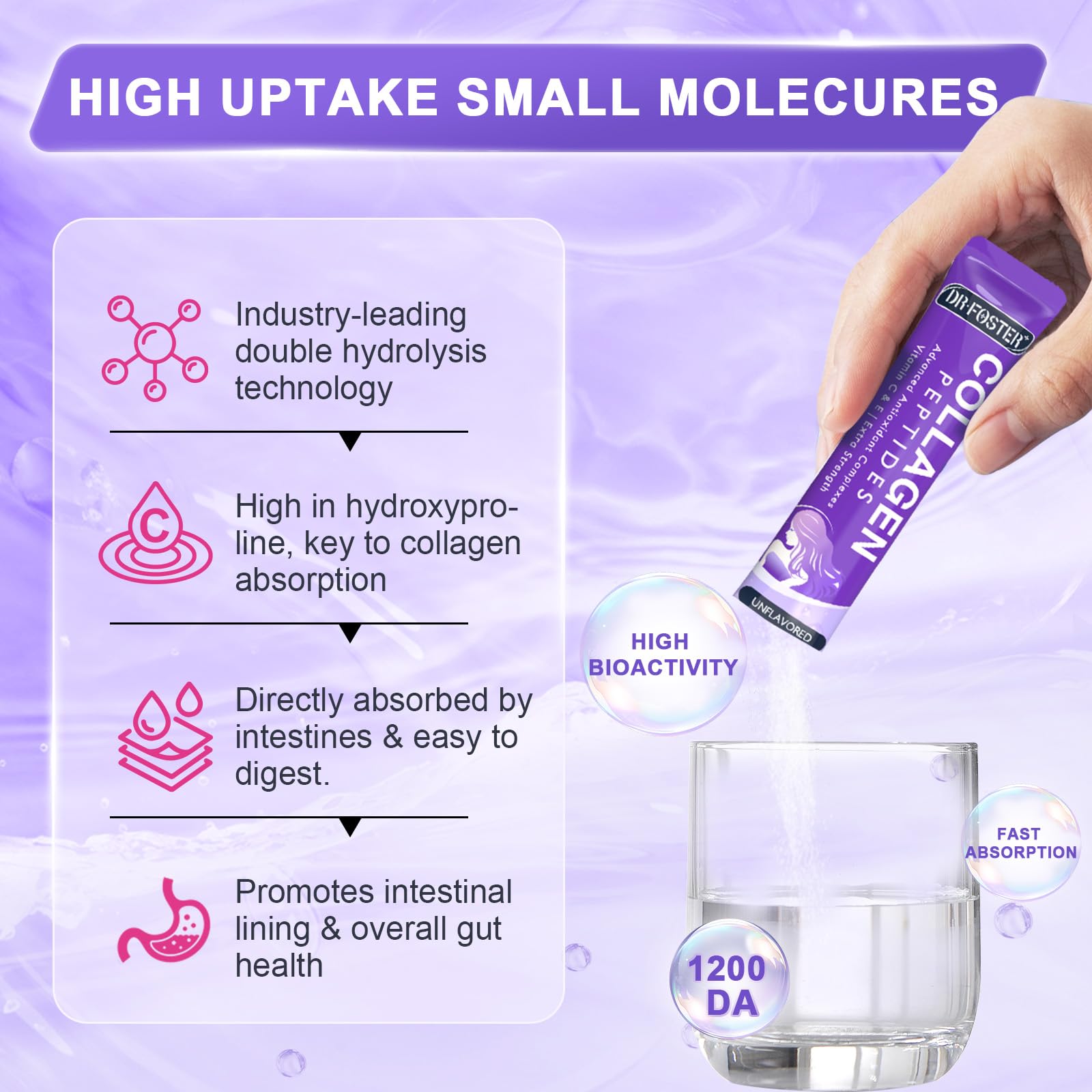 DRFOSTER label and ingredient panel displaying collagen types and vitamins