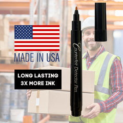 Dri Mark pen marking a dollar bill to quickly identify suspicious currency