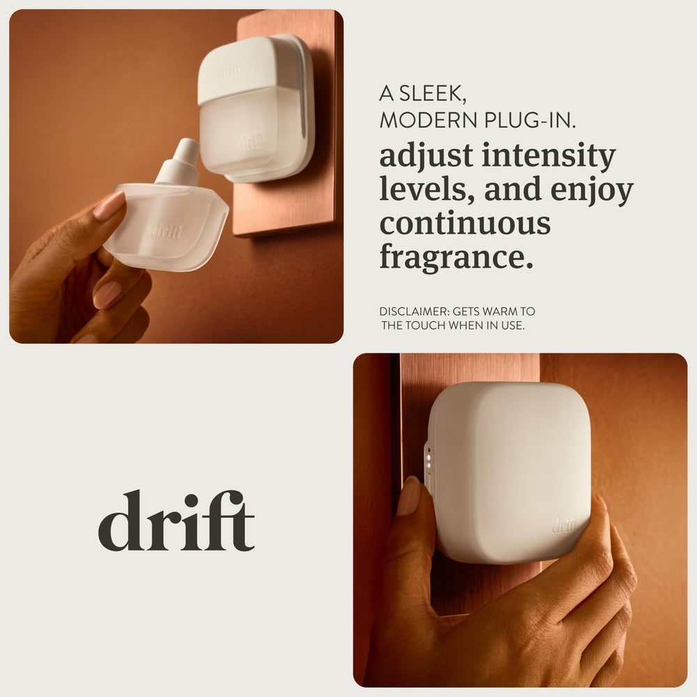 drift diffuser plugged in with lavender scent filling living room