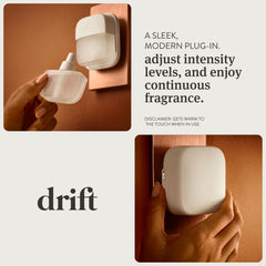 drift diffuser plugged in with lavender scent filling living room