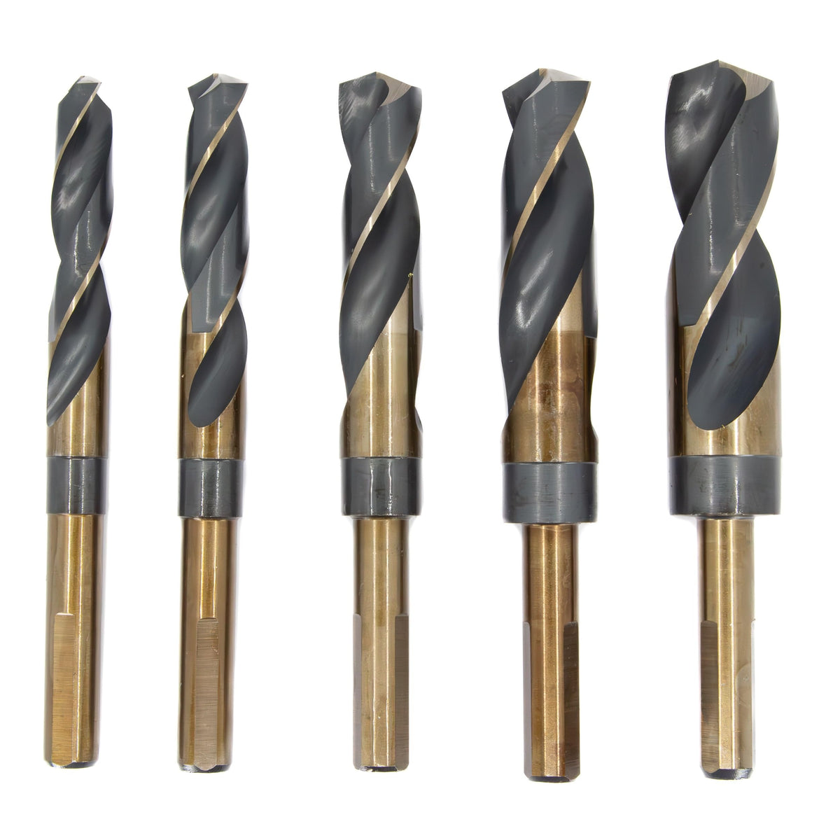 Drill America front packaging showing five reduced-shank bits with easy identification and organized storage
