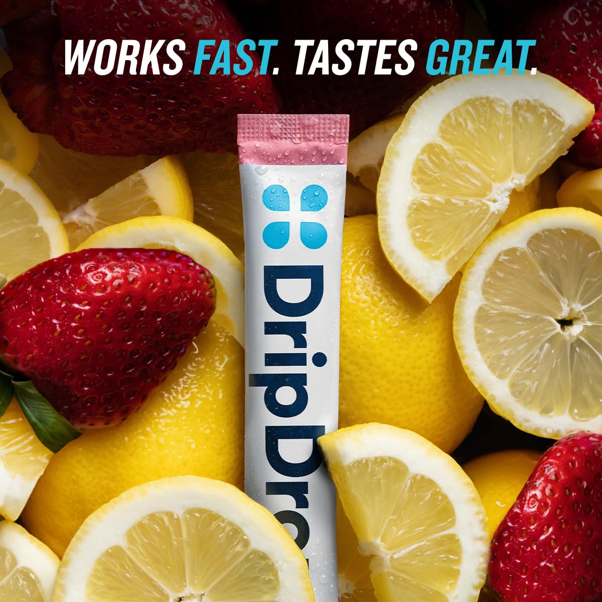 Thirty-two DripDrop packets laid out to display single-serve supply for workouts and travel