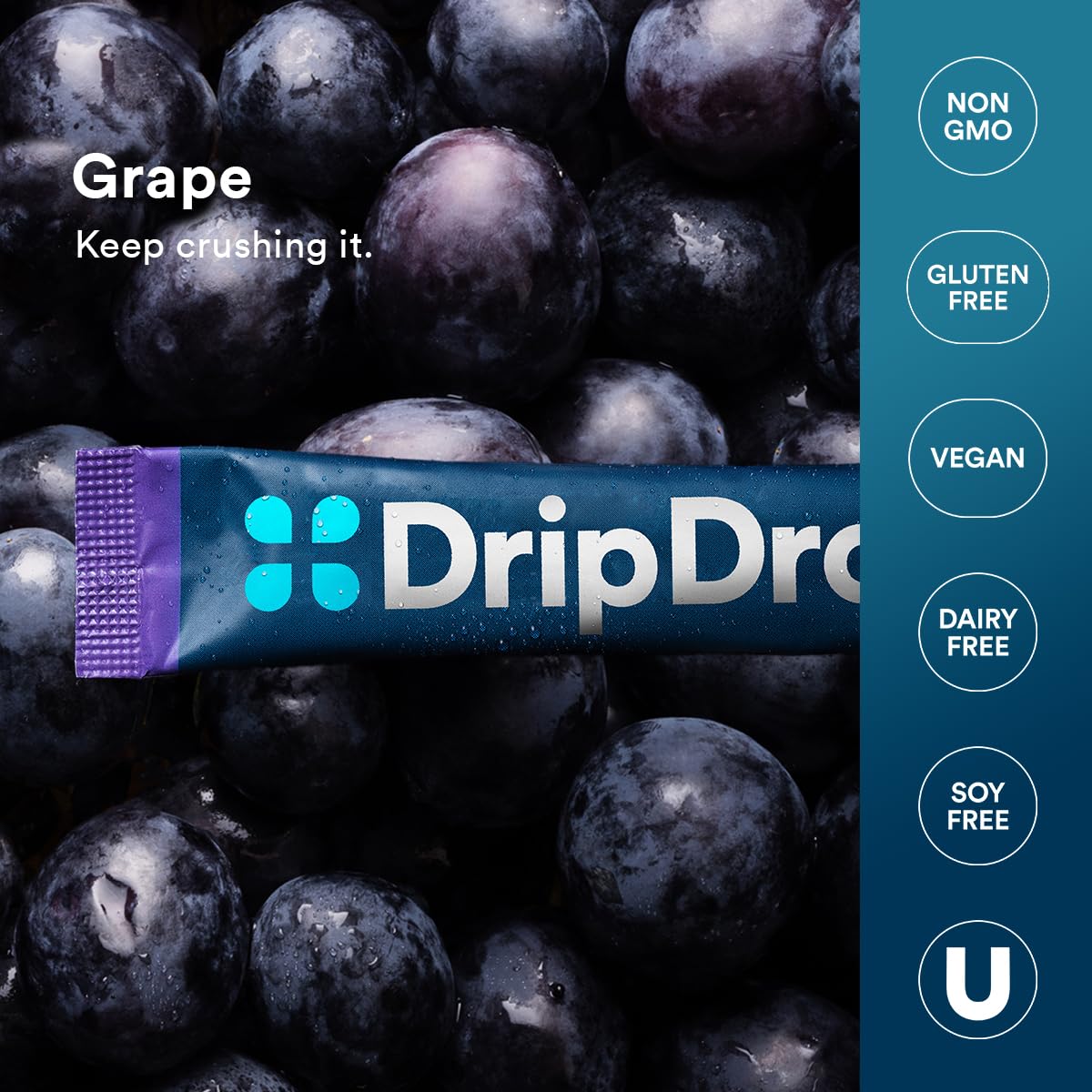 DripDrop open box with 32 packets highlighting travel-ready supply