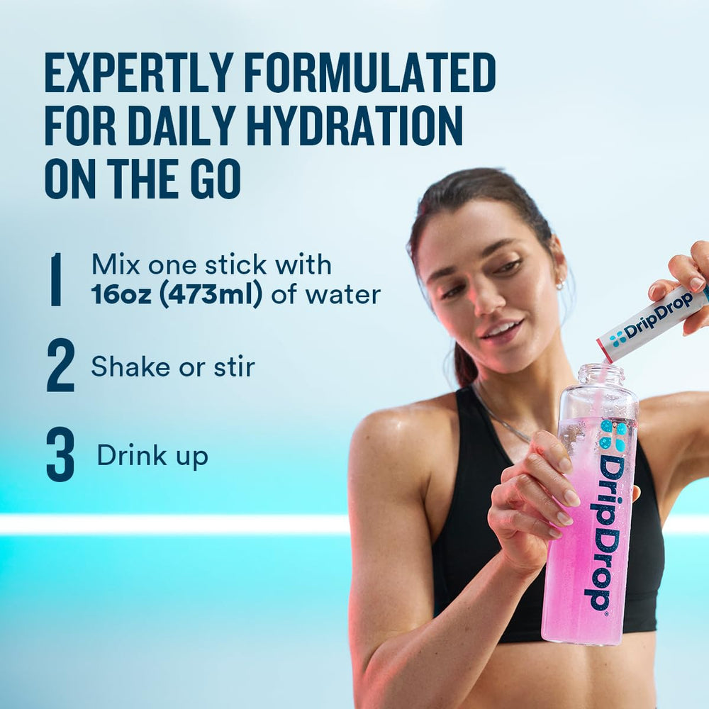 DripDrop nutrition label close-up showing electrolytes and vitamin information