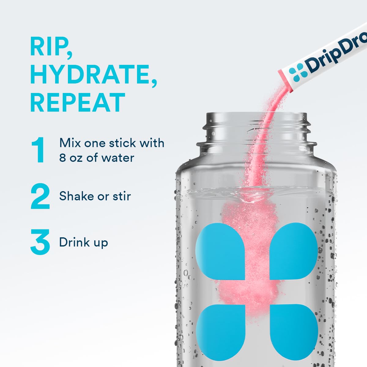 DripDrop nutrition label detail for Cherry Limeade highlighting electrolytes and vitamins