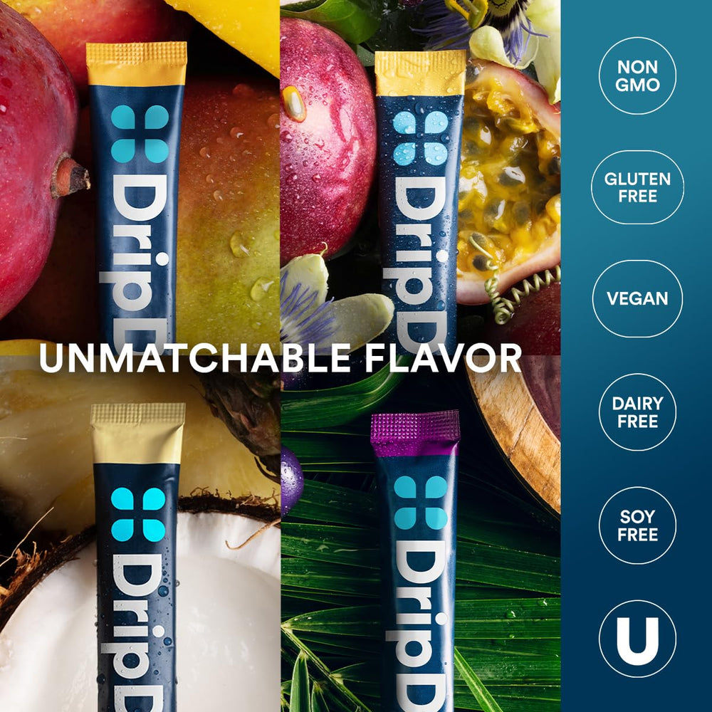 DripDrop packet tucked inside a backpack pocket for convenient transport