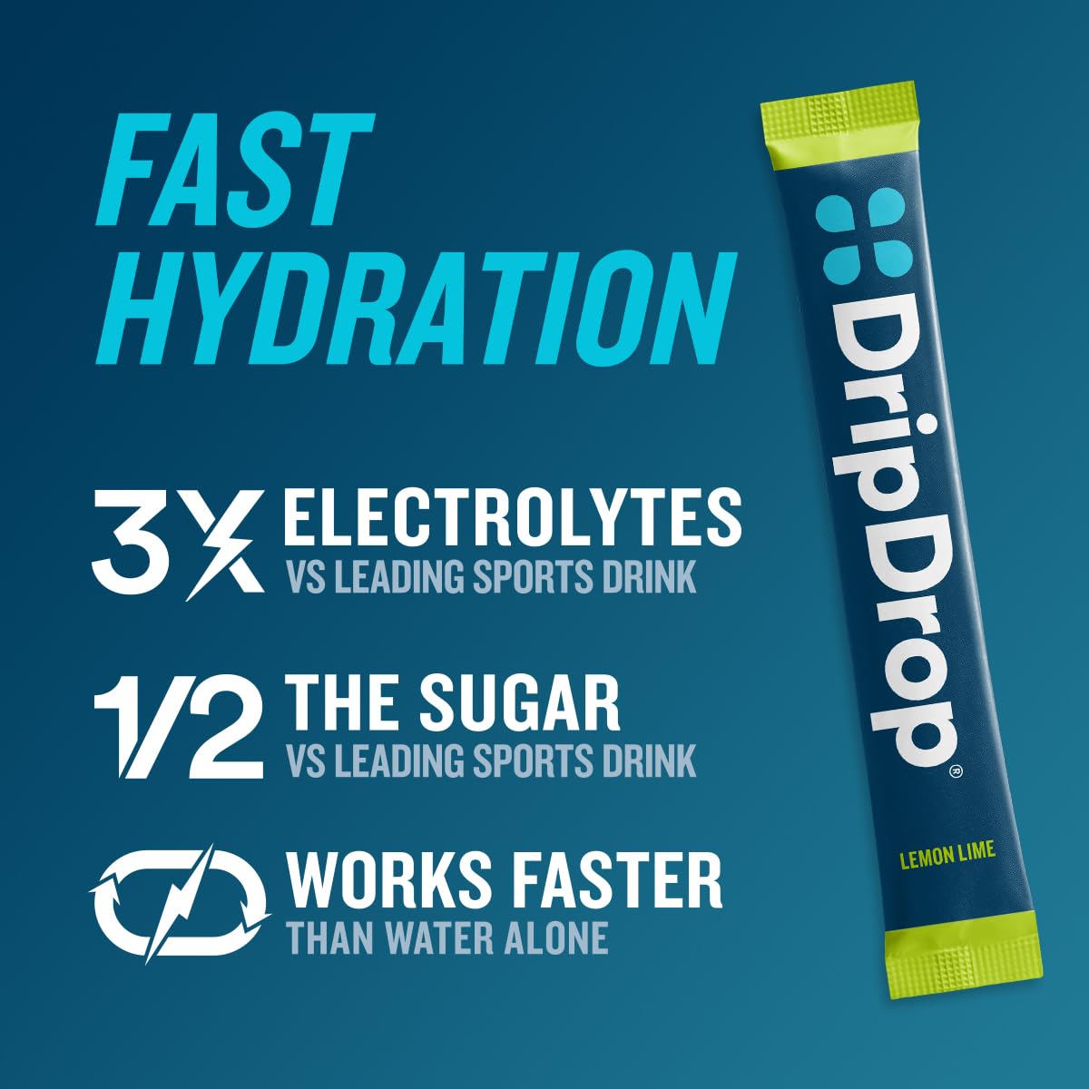 DripDrop single packet close-up highlighting portability and easy use