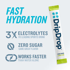 DripDrop single-serve stick close-up highlighting portability benefit